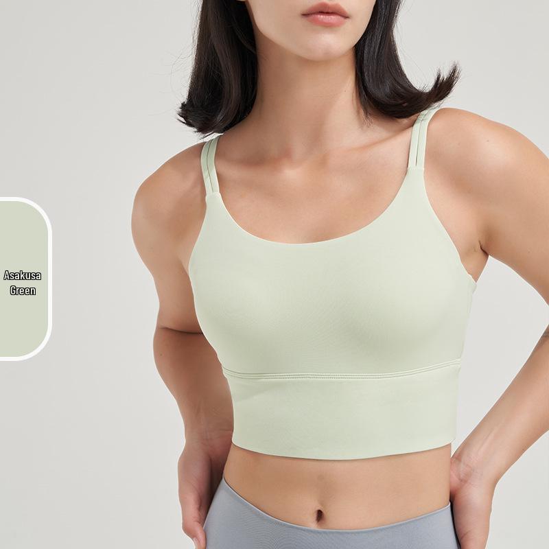 

Спортивный бюстгальтер с фиксированной чашкой с эффектом обнажённости: Цельный топ-майка на двойных бретелях для йоги и фитнеса L
