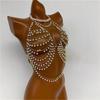 Women's Multi Layer Pearls Beaded Halter Neck Bra Chain Crop Top Hollowed Body Jewelry Camisole Chest Chain for Festival