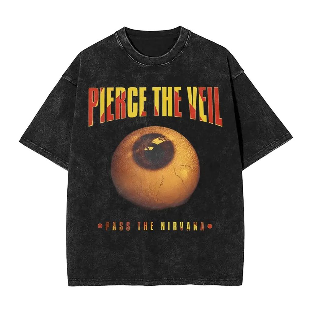 Pierce The Veil 2026 Tour Ausgewaschenes T-Shirt Streetwear Vintage T-Shirt Rockband T-Shirts für Männer Frauen Kurzarm Harajuku Bedruckt
