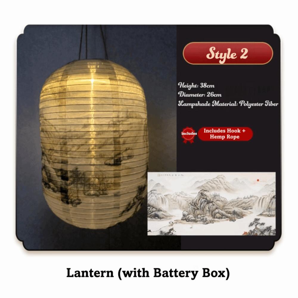 Oriental Style Waterproof Chinese Style Lantern LED Light Nylon Cloth LED Light Lantern Solar Powered Hanging Lamp Home Decor