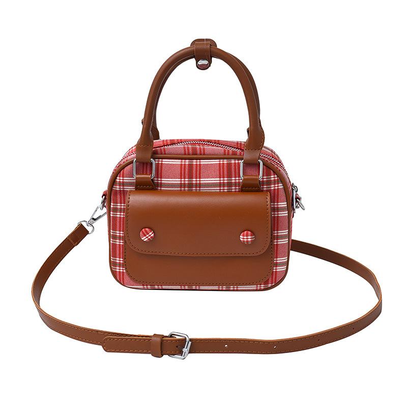 Einfache Handtasche kleine quadratische Tasche Damen Sommer neue Mode Trend Karomuster Schulter Messenger Bag