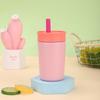 Mini Insulated Stainless Steel Tumbler With Straw - Pastel Color 350ml Vacuum Thermos Students On-the-Go Use