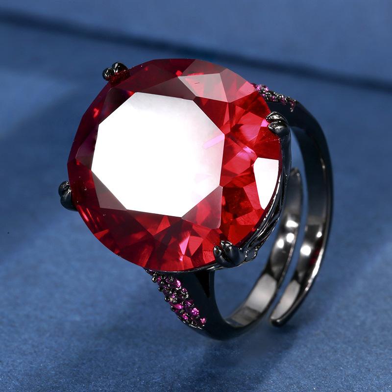 Autumn Jewelry Copper Bottom Gold-Plated Simulation Corundum Black Gold Ring 18 * 20