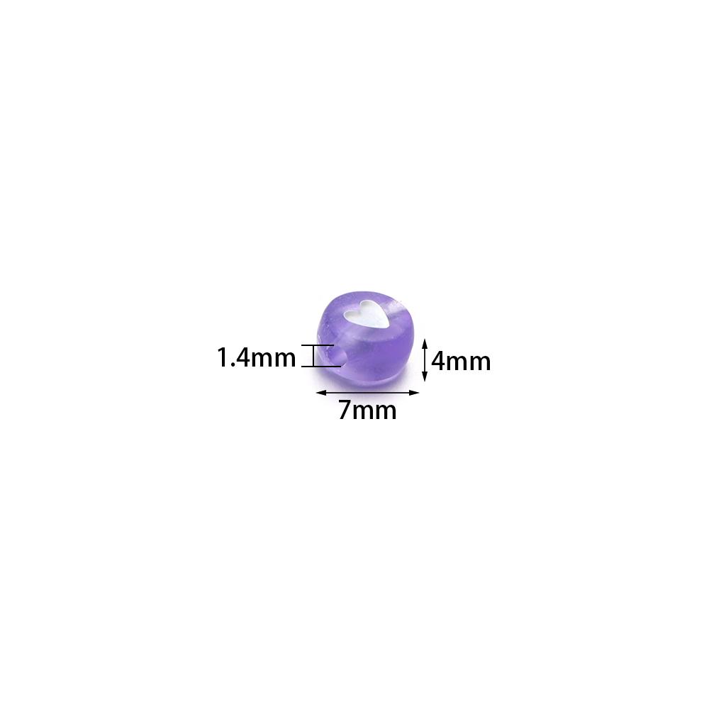 100pcs/lot 7mm Acrylic Beads Colored Transparent Heart Pattern Loose Flat Round Beads For Craft Bracelet Making DIY Jewelry Gift