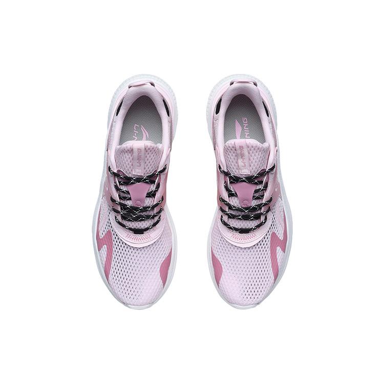 Li Ning Liuyun Slip Resistant Abrasion Resistant Low Top Running Shoes Women's White Pink AGLR036-2