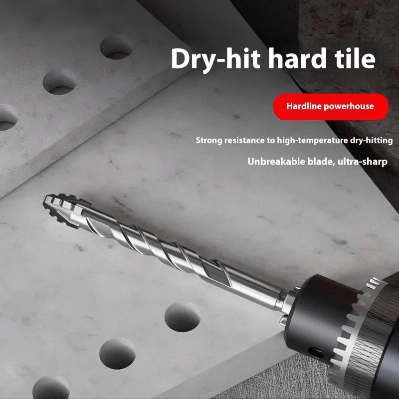 4 Piece Tile And Concrete Drill Bit Set Quadruple Flute Alloy Steel For Accuracy Drilling In Hard Materials