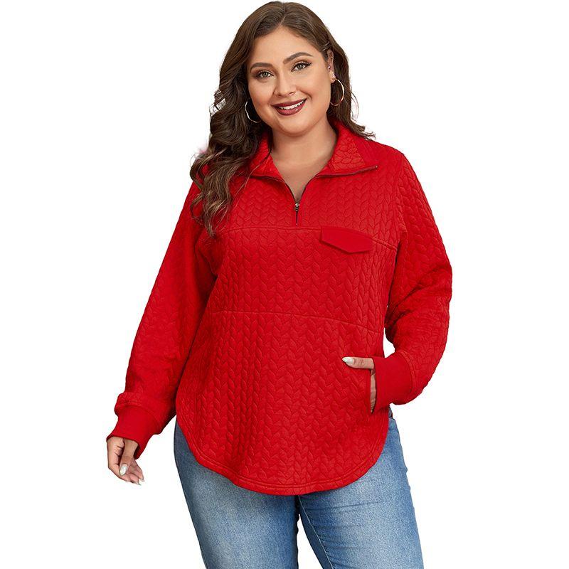 American Shiying Plus Size Half Zipper Pullover Knitwear Female 2025 Winter New Arrival Pure Color Hoodless Sweater Female