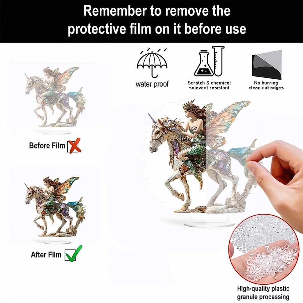 Jízda na koni Motýlí víla Znamení Roztomilá figurka Socha Stolní umění Sochy pro Domov Stolní Vnitřní Dekorace