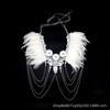 Lace Feather Shawl with Chain for Stage Performance and Fashion Costume