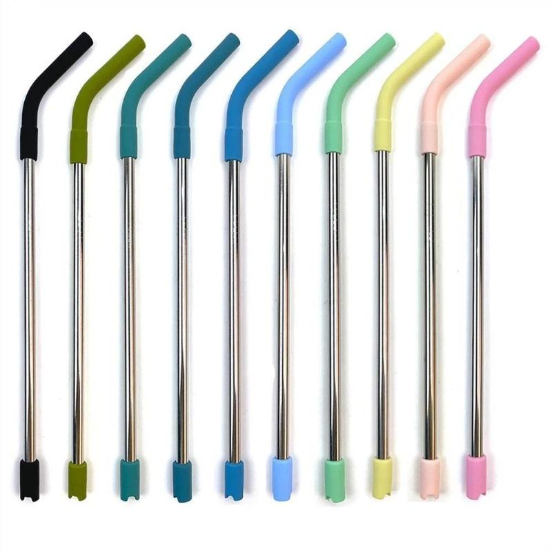 Reusable Stainless Steel Straws With Soft Colorful Silicone Tips Perfect For Smoothies Juices Cocktails Home Parties Daily Use