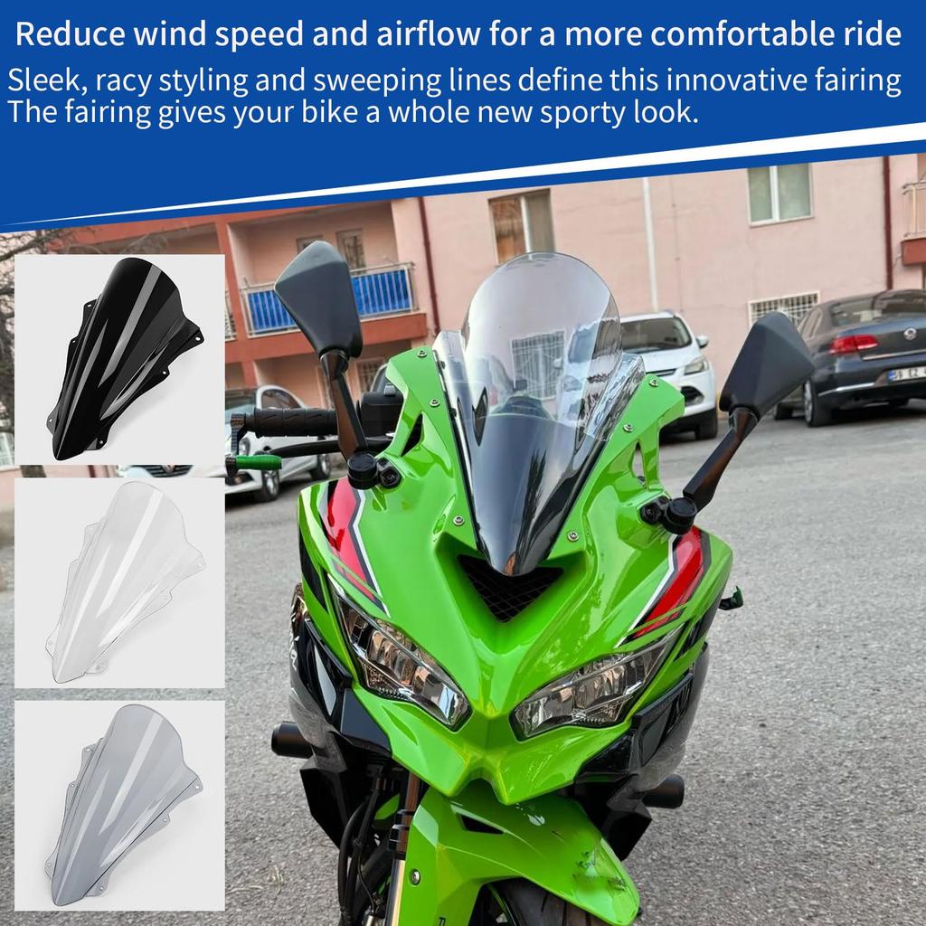 SHINKXMT Motorcycle Fly Screen ZX4R Windshield Windscreen Wind Deflector Visor Cover Compatible Models ZX-4R/ZX-4RR