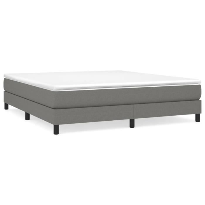 3144094 vidaXL Lit à sommier tapissier avec matelas Gris foncé 180x200cm Tissu
