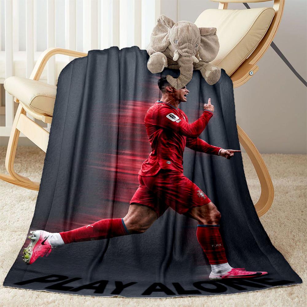 Ronaldo's Powerful Football Legend Cr7 Blanket Comfortable Perfect for Chair Sofa Office Four Seasons Multipurpose Digital Print