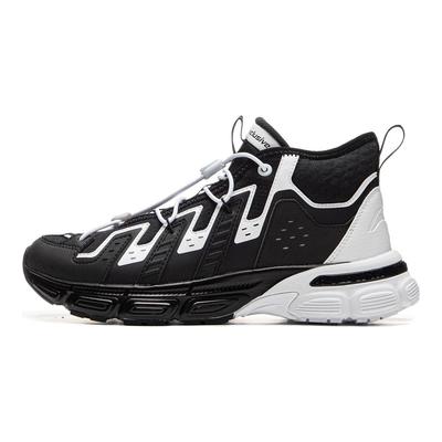 Li Ning Kids Sports Lifestyle Series Comfortable Trendy Non-Slip Wear-Resistant Mid-Top Casual Shoes Kids Casual Shoes Black White YKCU174-1