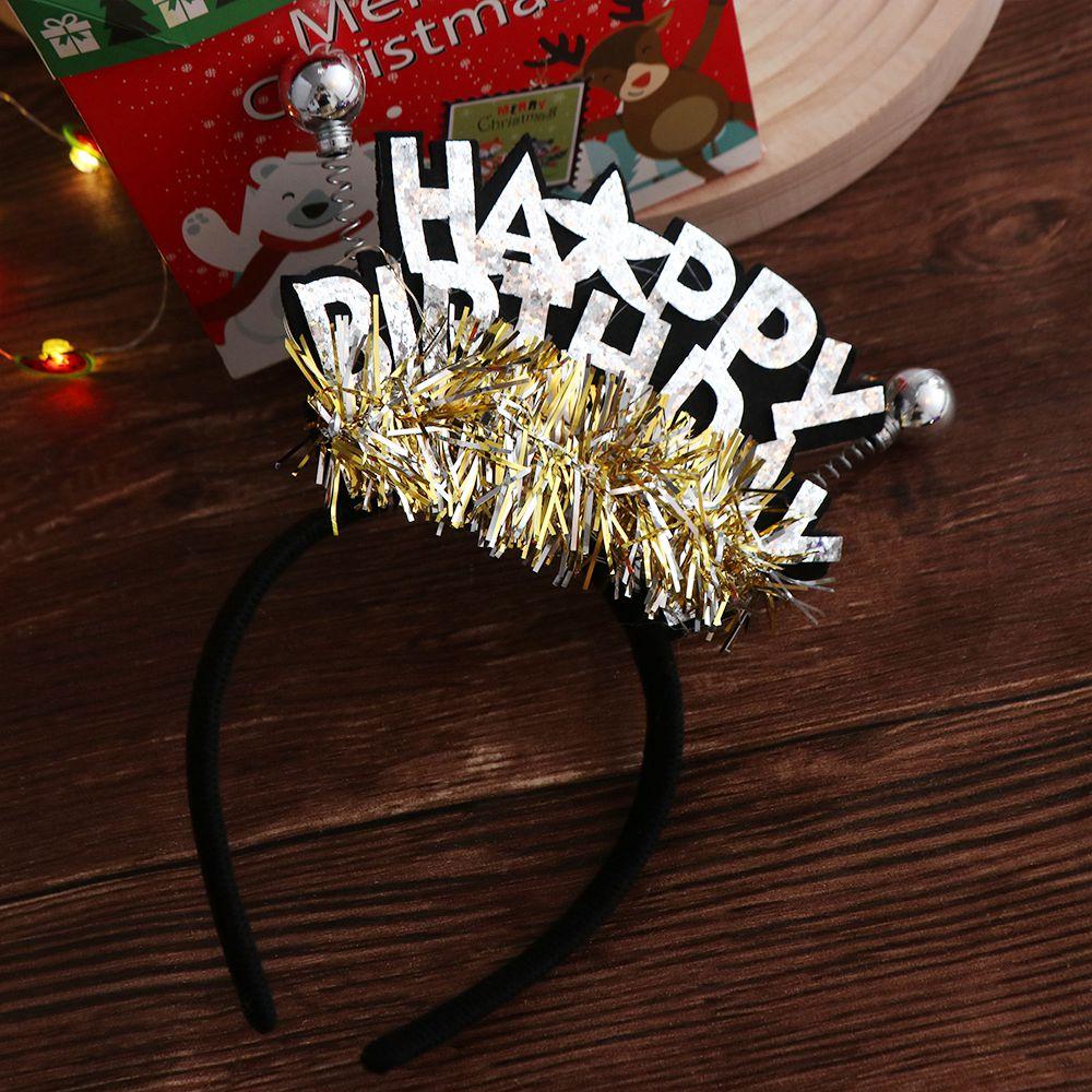 Letter LED Light Hair Hoop Plastic Ball Children Birthday Hair Bands Happy Birthday Headband  Girls
