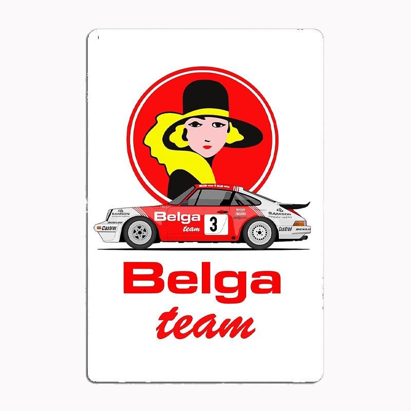Droogmans Belga Team 911 RS1800 Vintage Rally Racing Car Metal Sign Posters Garage Custom Home Decor Room Decoration Wall Decor