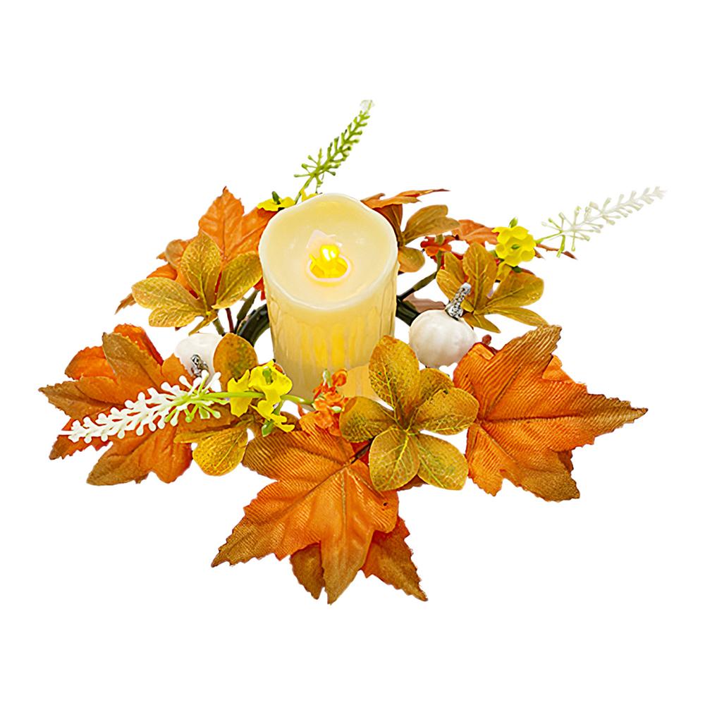 

Осенние кольца-венки для свечей 9,8 дюйма, деревенский венок, кольцо-подставка для венка на День урожая, искусственный кухонный
