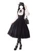 Gothic Lolita Blouse and Suspender Long Sleeves with Detachable French High Mori Girl Black and Size XL [XHSUKADO] 2-Piece Set Skirt, Ribbons, Girly,