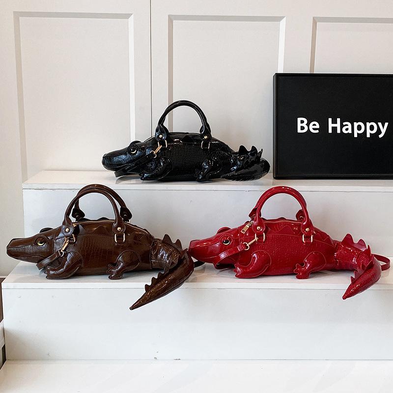 Kreative Krokodilform Handtasche Modische Hochwertige Leder Schultertasche Persönlichkeit Spezielle Form Damen Umhängetasche