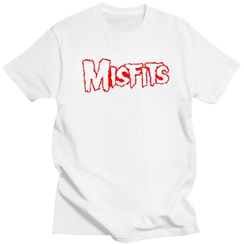 Custom Male Horror Punk Rock Misfits Skull T Shirt Short Sleeve Cotton Tshirt Classic Tshirt Leisure Tees Loose Fit Clothes