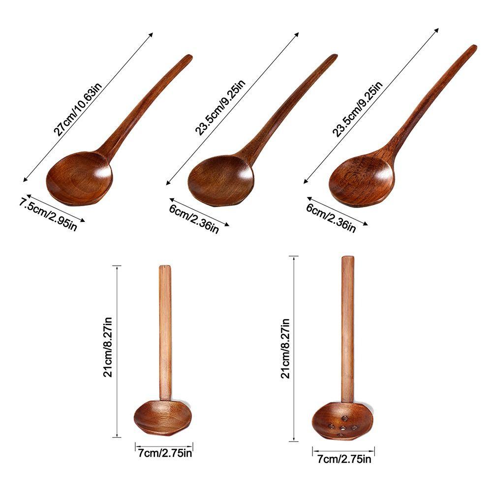 Durable Big Strainer Long-Handled Spoon Wood Handle Anti-scald Wooden Spoon Durable Japanese Spoon Cooking