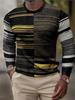 T-shirt rayé en maille à manches longues pour homme, idéal pour un usage quotidien