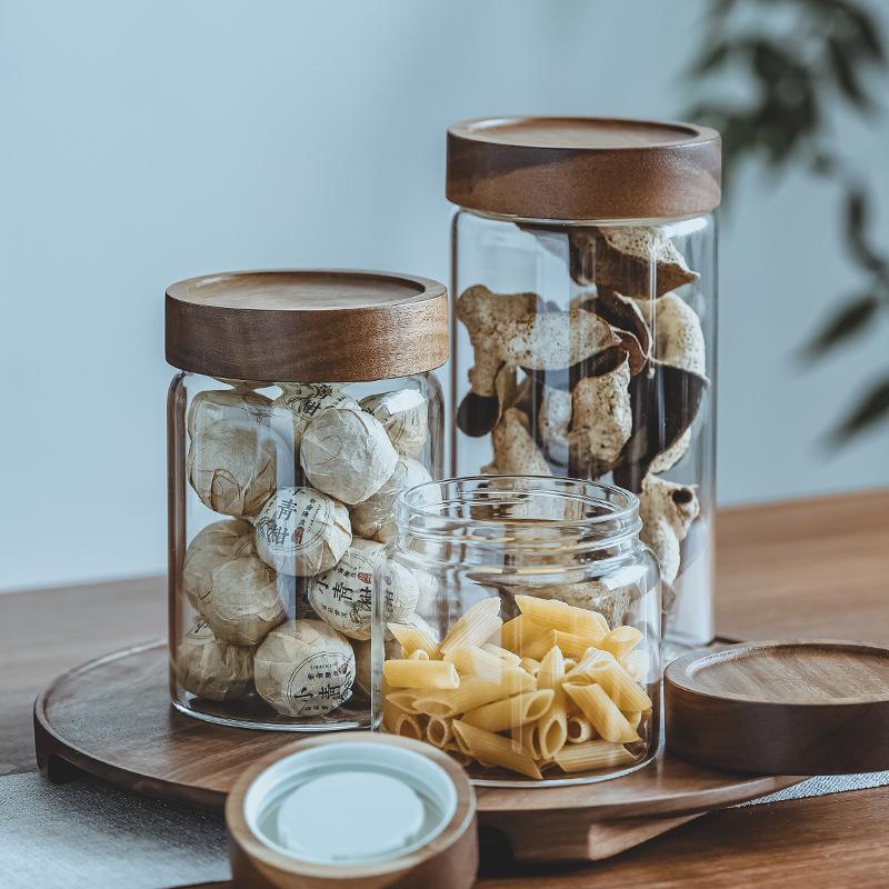 Japanese Glass Storage Jar with Lid for Coffee, Tea, Dried Tangerine Peel, and Grains