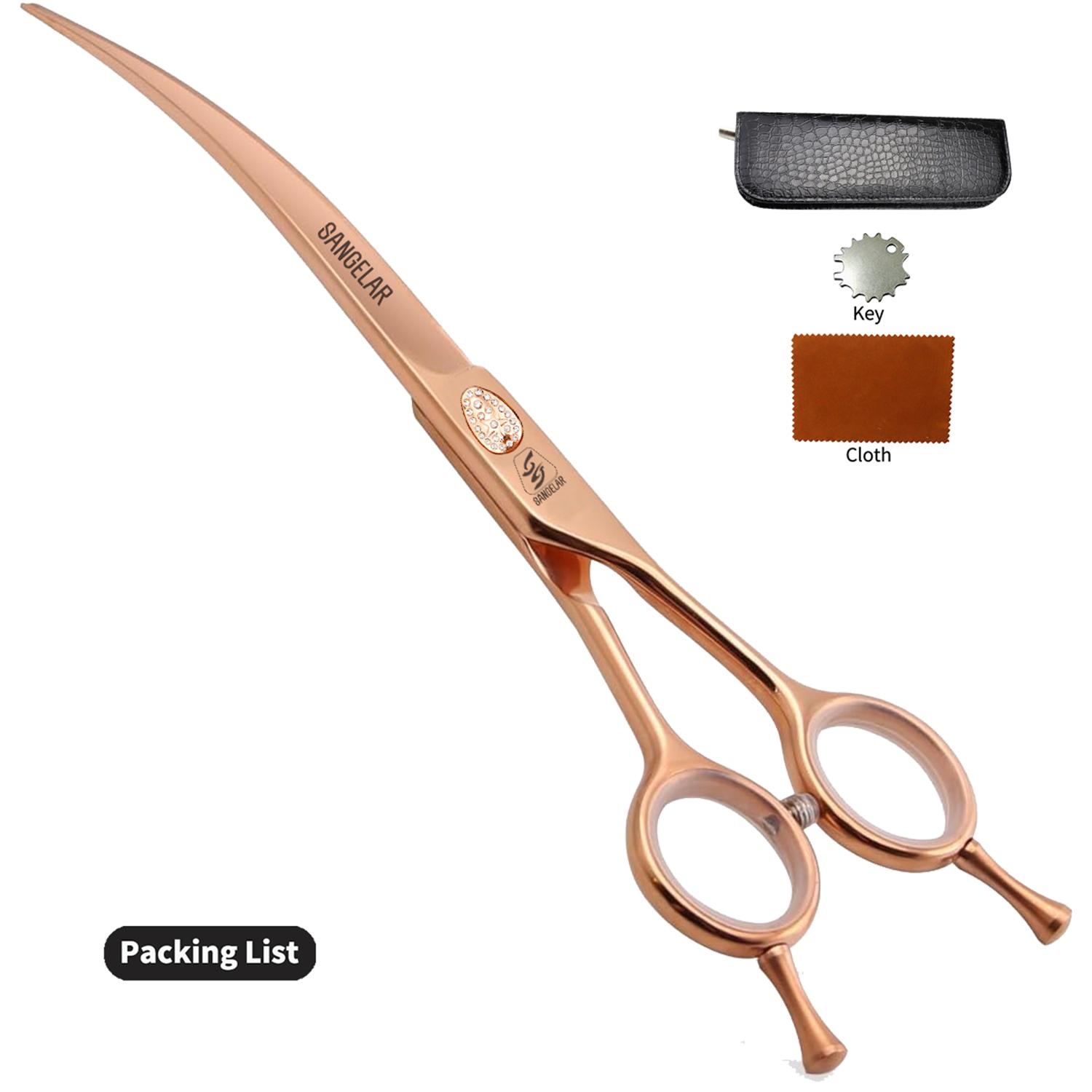 

Sangelar 7,5-дюймовые ножницы для стрижки собак, ножницы для стрижки волос, профессиональные ножницы для стрижки собак, грумер Jp 440C, сталь Curve золотой