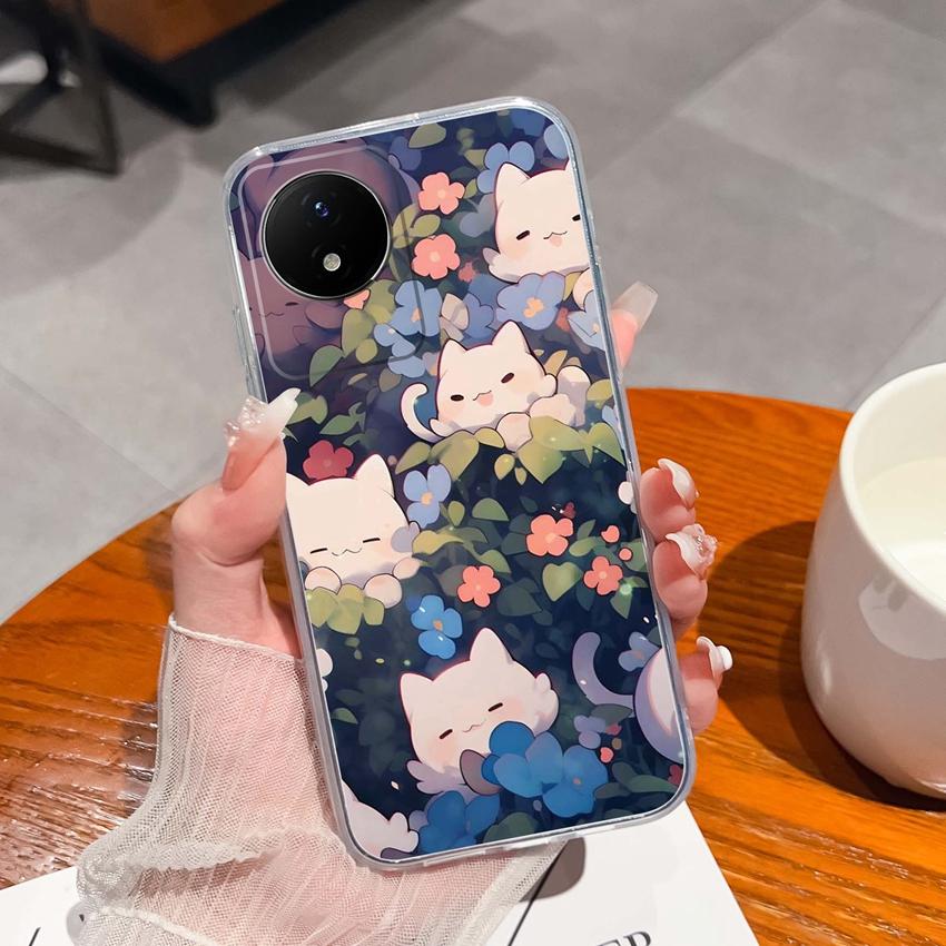 For Vivo Y02 Y02A Y02S Y10 Y11 Y12 Y12a Y13 Y15 Y15a Y16 Y17 Y19 Clear TPU Case Ocean Whale Pattern Anti Drop Back Cover For Vivo Silicone Phone Shell