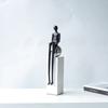 Metal Character Ornaments Abstract Thinker Sitting Ball Person Geometric Portrait Sculpture Metal Figurine Home Decoration