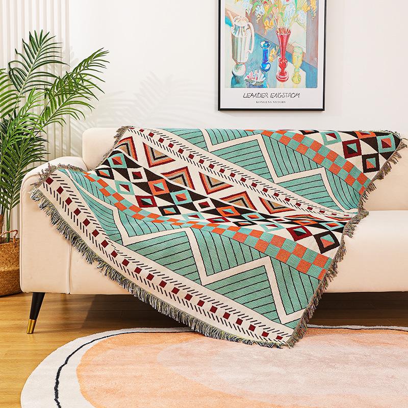 Geometrischer Print Sofadecke Weiche Lässige Handtuchabdeckung für Camping Picknick Dekorative Gemütliche Behaglichkeit