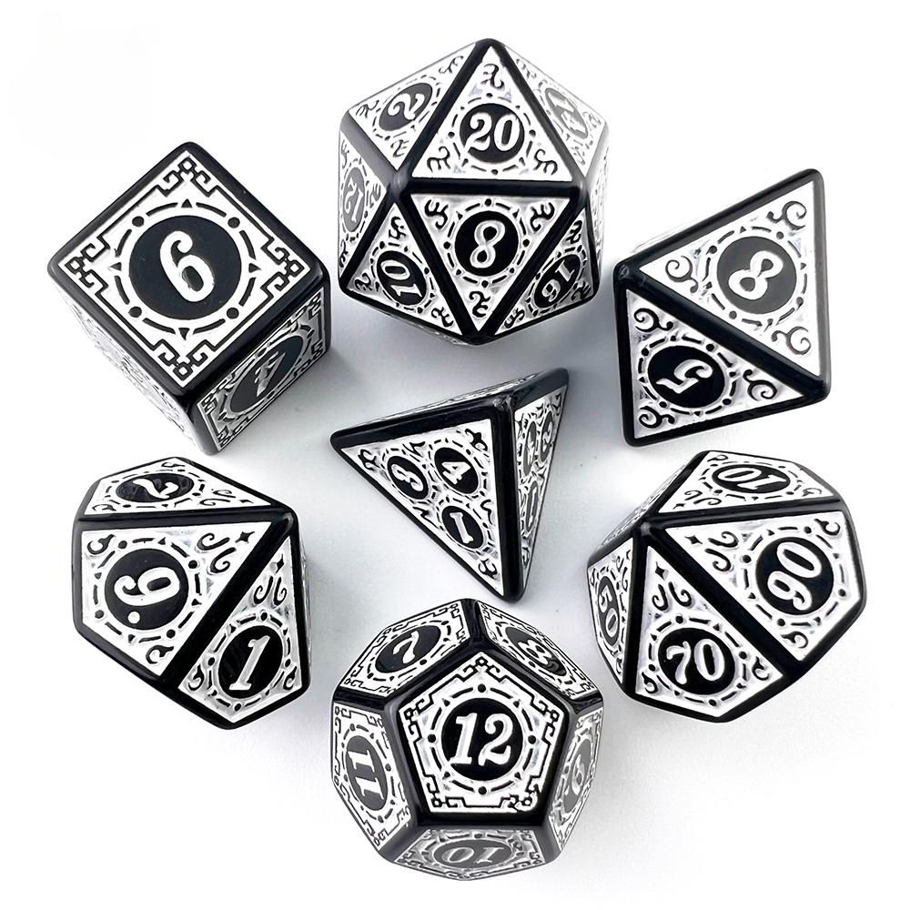 Dice Collection Polyhedral Dice High Quality Plastic Dice Collection Unique Pattern Stunning Classic Style Font Style Ideal for Role Playing Games