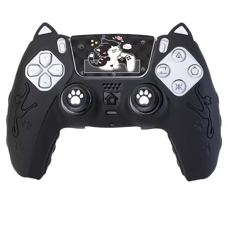 Lovely Cat Silicone Soft Protector Sticker Skin For Sony Playstation Dualsense 5 PS5 Controller Case Thumb Stick Grip Cap Cover