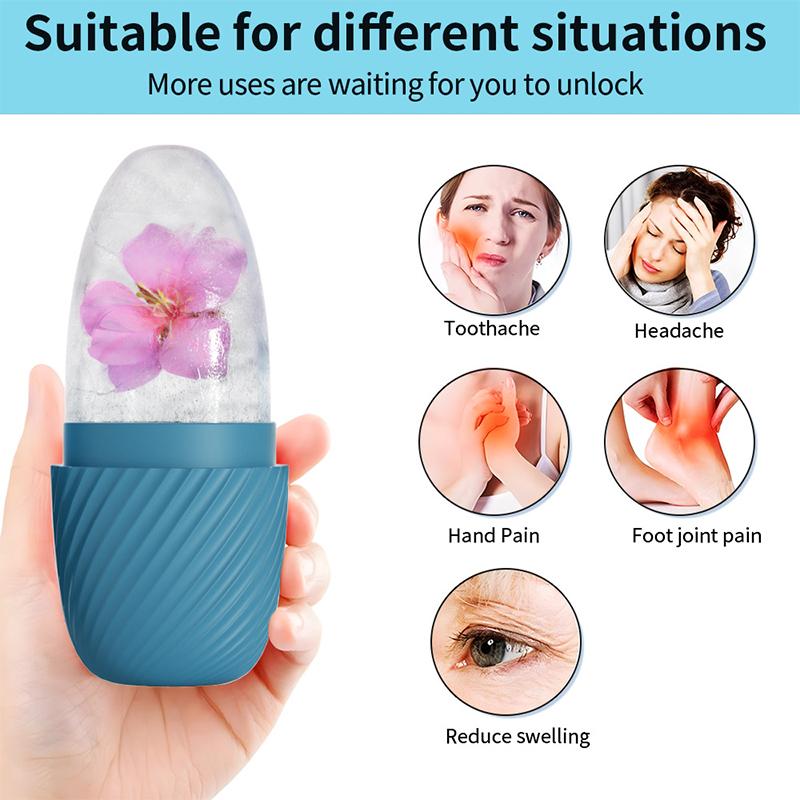 Rullo di Ghiaccio per il Viso Strumenti per Lifting e Contouring del Viso Vassoi per Cubetti di Ghiaccio in Silicone Sfere di Ghiaccio Massaggiatore per Occhi e Viso Strumenti di Bellezza per la Cura della Pelle
