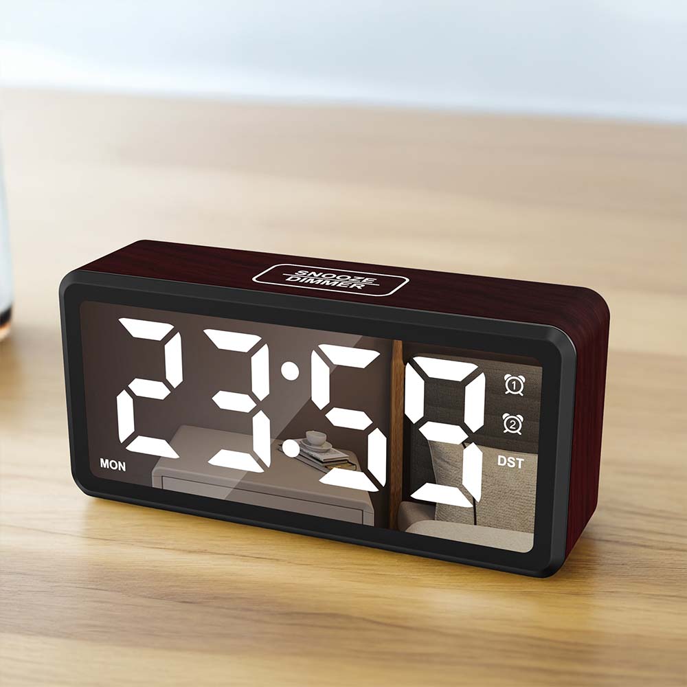 

1 шт. современные минималистичные светодиодные многофункциональные цифровые часы-будильник; Пятиуровневая регулировка яркости, USB-порт, подходит для дома бордовый
