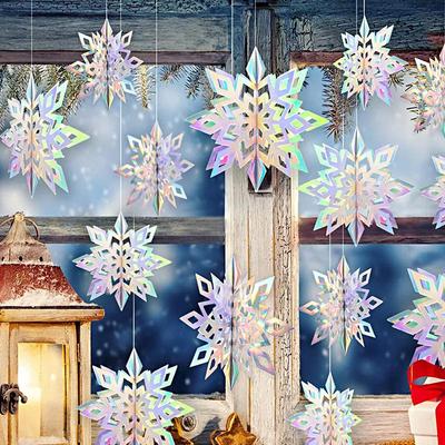 6Pcs 3D Snowflakes Christmas Decorations Snowflake Decoration Hanging Snowflakes