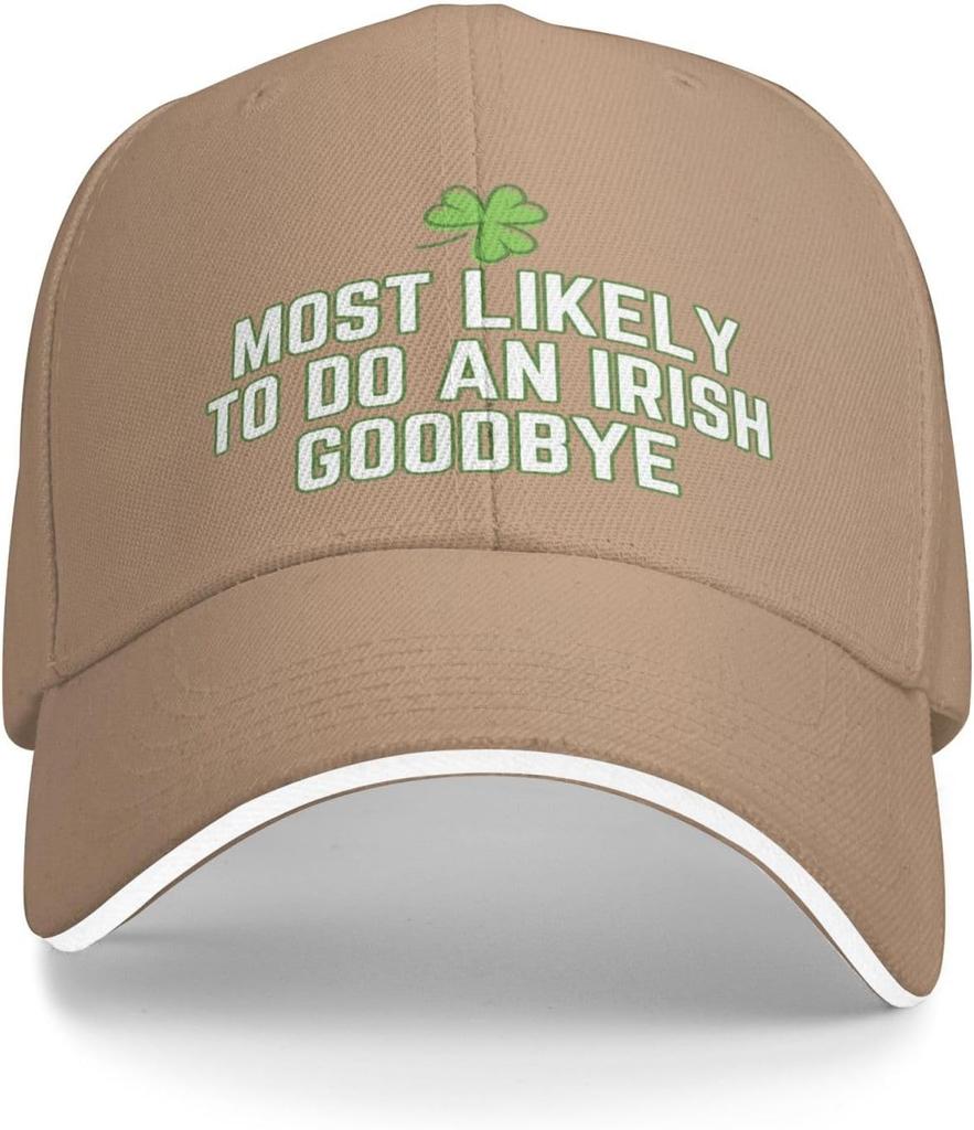 Most Likely To Do An Irish Goodbye Baseball Cap Funny St Patricks Day Polyester Adjustable Cap