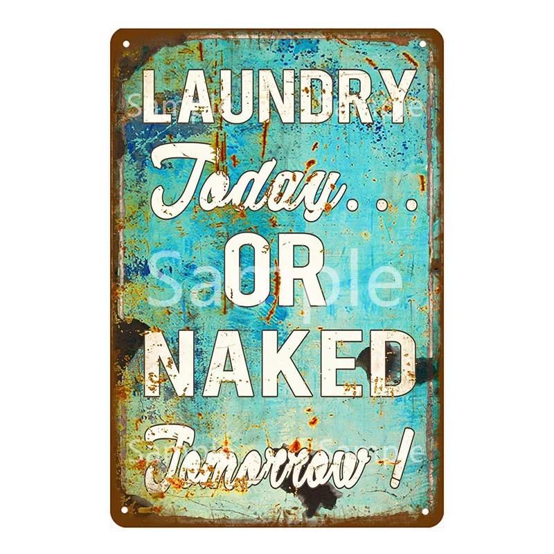 Kitchen Plaques Laundry Vintage Metal Plates Pub Cafe Bar Decorative Signs Wall Stickers Tip Board Art Poster Home Decor YL