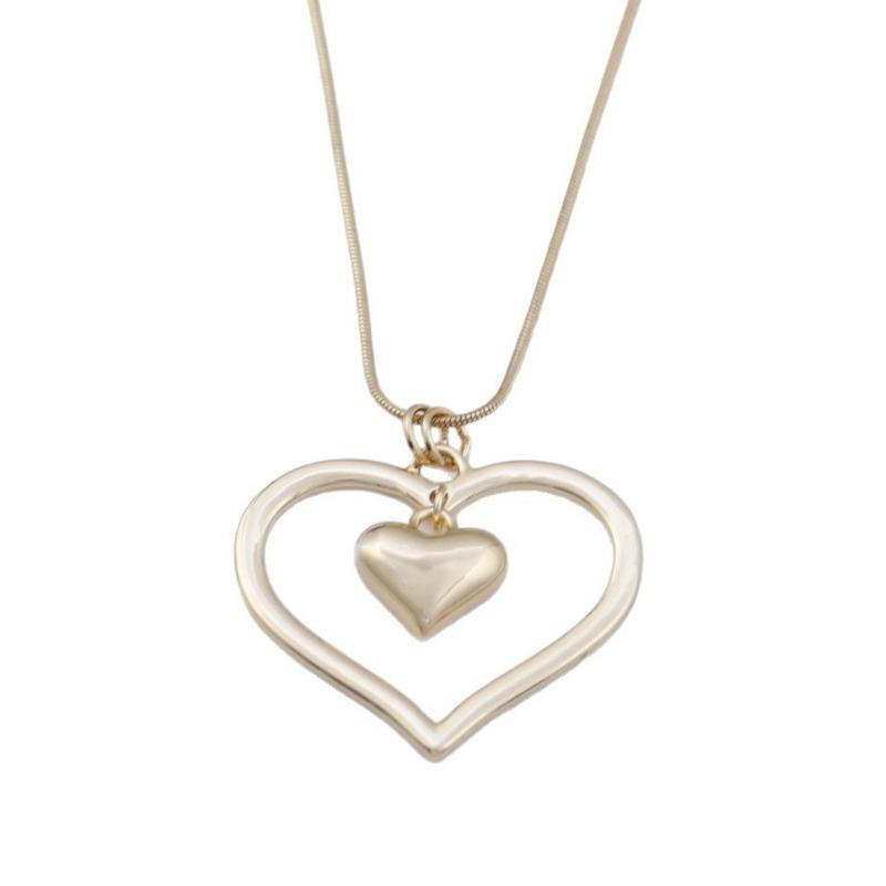 New Glossy Hollow Love Snake Bone Chain Long Pendant Women's Simple and Advanced Autumn and Winter Heart-shaped Long Necklace