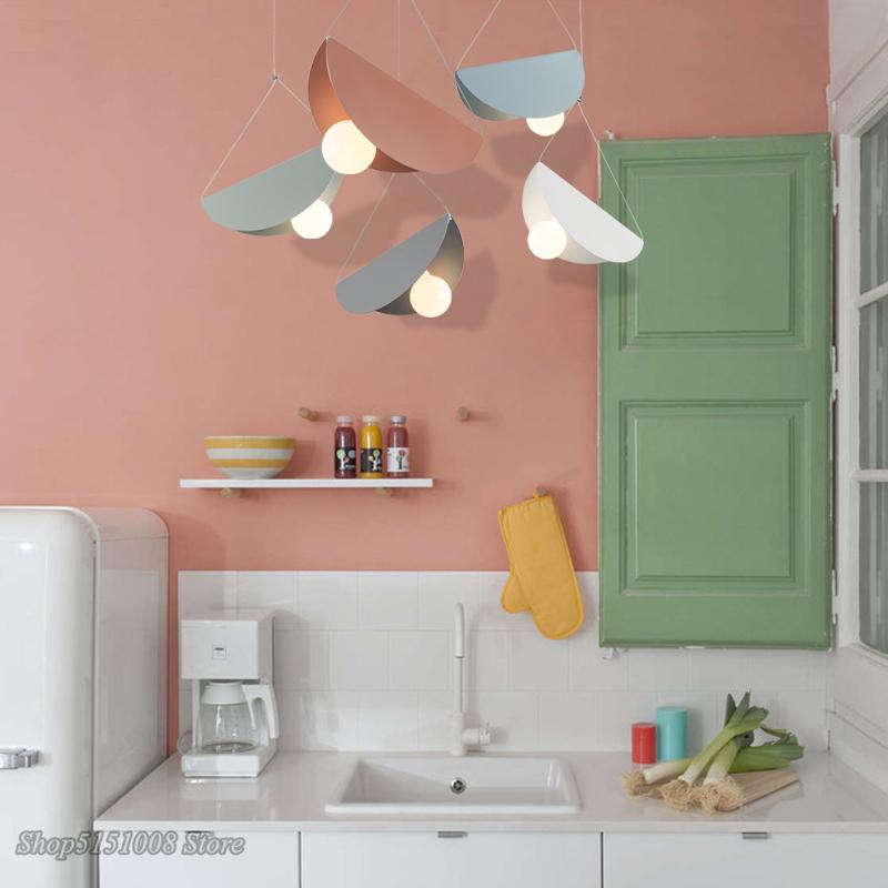 Lămpi moderne cu pandantiv cu LED Lămpi cu pandantiv din fier de culoare creativă nordică, geometrică, pentru sufragerie, dormitor, pentru decor camera copiilor