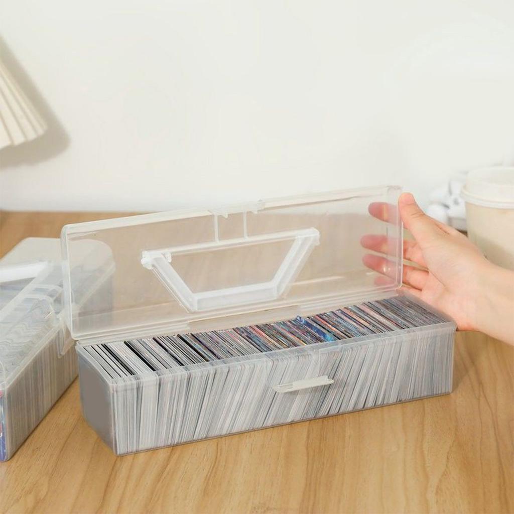 Game Card Organizer Plastic Handheld Flip Lid Large Capacity Transparent Trading Card Storage Box for Home Office
