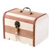 I'm So Happy Piggy Bank Treasure Chest with Key and Padlock for Bills, Coins, and More. Stylish Antique Wooden Storage Box (White/Large).