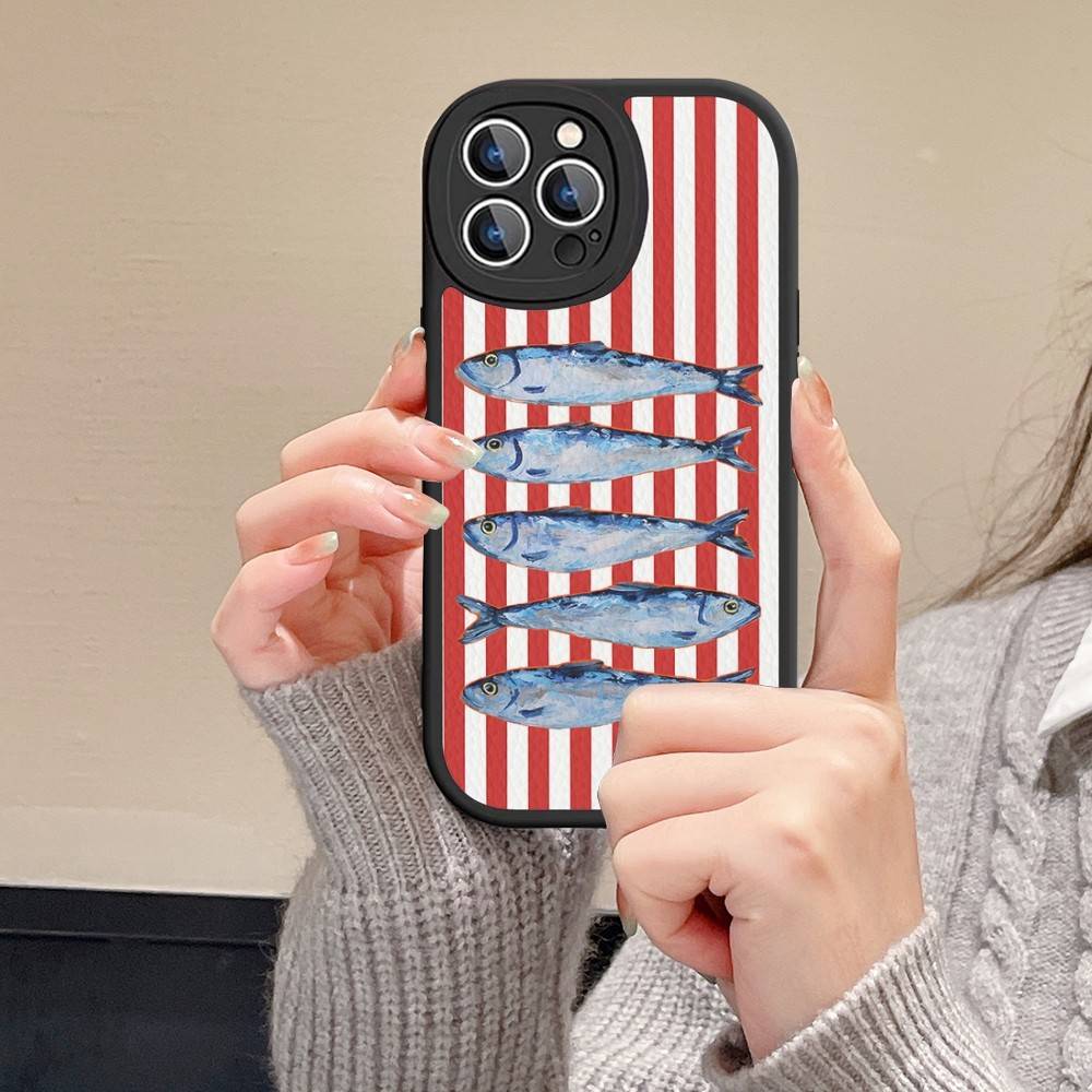 Sardines Phone Case For IPhone 16 15 14 13 12 11 Pro Max Plus Leather Cover
