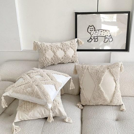 Pillowcase Stylish Bohemian Ethnic Tassel Design Thickened Embroidered Sofa Bedside Cushion Office