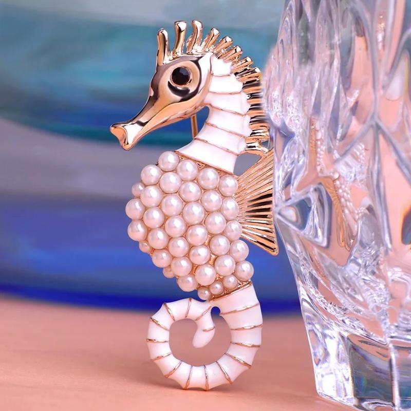 Broches de caballito de mar de estilo retro para bodas, oficina, informales, joyería de lujo, broches de ramo, regalos