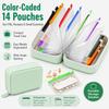Travel Portable Pill Organizer with 14 Reusable Zipper Pouches, Food Grade Silicone Case for Medicine and Daily Essentials