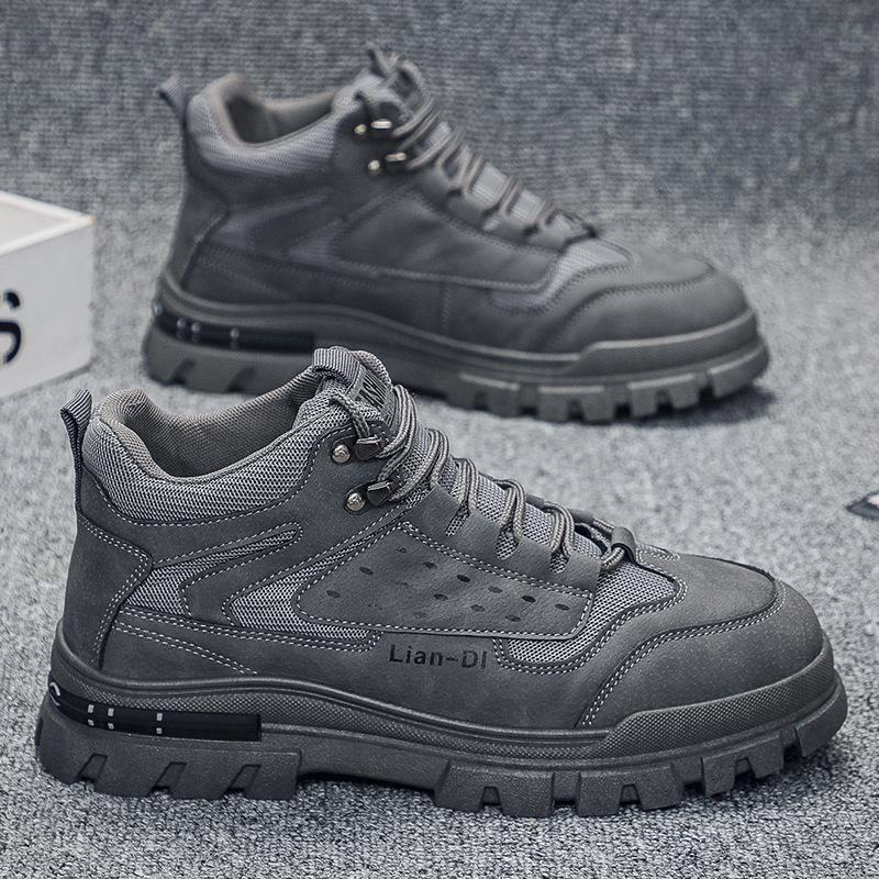 New Men's Shoes Korean Style Boots Fashionable Men's Martin Boots Trendy Casual Shoes British Style Work Shoes