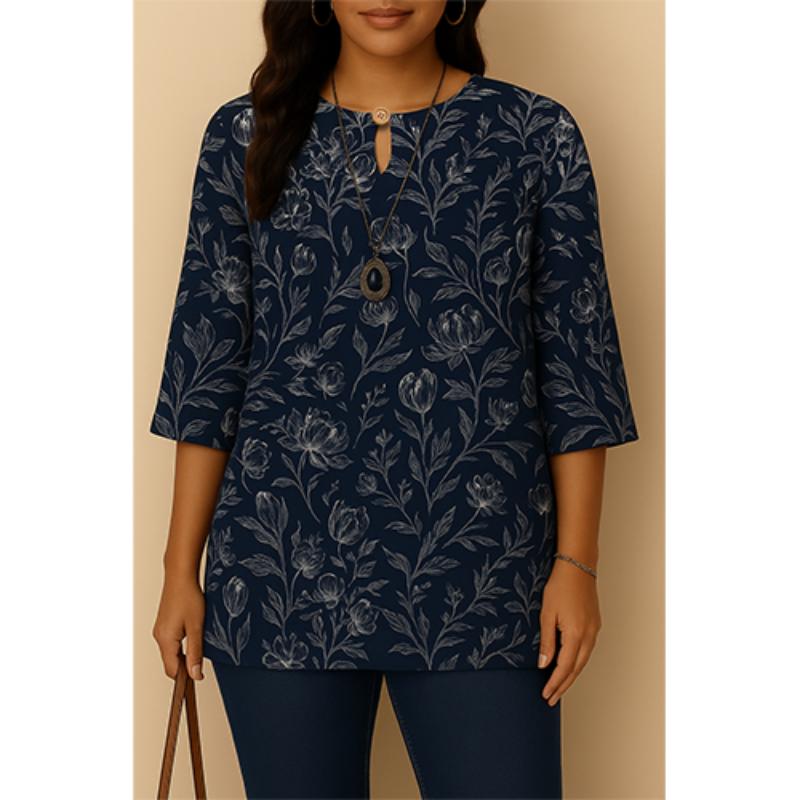 Fashion, for Women, Daily Wear, Long Sleeves, Neck with Flower Print, Loose, All Matches, Flower Blouse, Pink Blouse