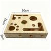 Wooden Interactive Scratch Puzzle Cats Enrichment Toy with 3 Bells Ball for Exploration Scratching Playful Entertainmen