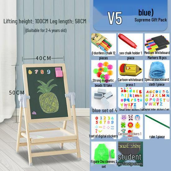 Double-Sided Magnetic Doodle & Writing Easel for Toddlers - Dust-Free Blackboard